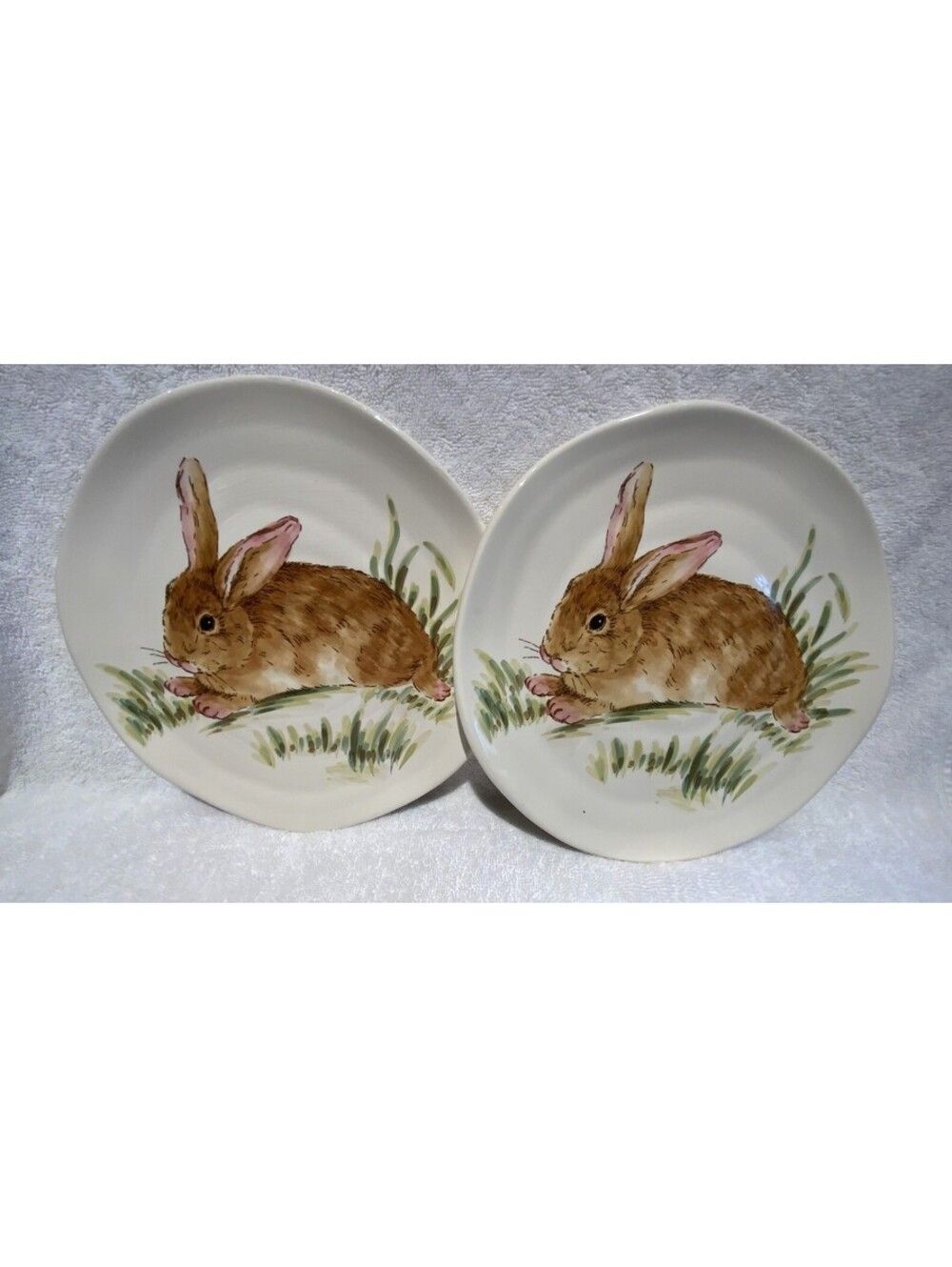 Set of Two Maxcera Corp. Watercolor Bunny Rabbit Luncheon/Salad 9.5” Plates